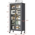 thumbnail image 2 of Tall Kitchen Pantry Storage Cabinet, 67" Metal Hutch Cabinet with Removable Shelves, Wheels and Doors, Freestanding Kitchen Sideboard Buffet Cabinet, Dark Grey, 2 of 16