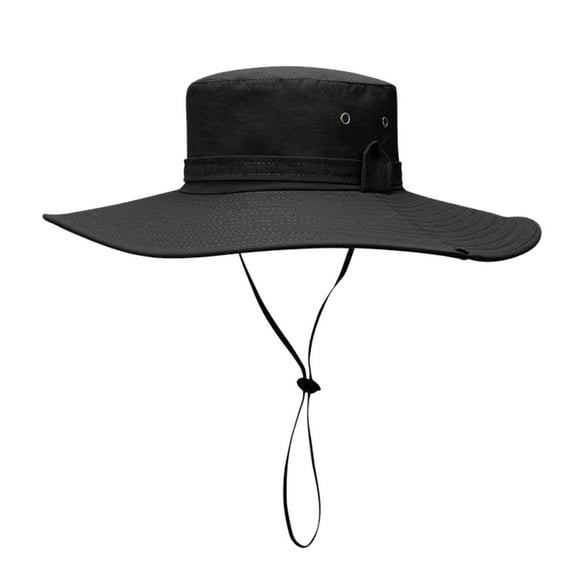 Fgnfyis Couple Outdoor Sports Large Brim Fishing Hat Men and Women Sunscreen Sun Hat Hiking Mountaineering Fisherman Hat Bucket Hats Black
