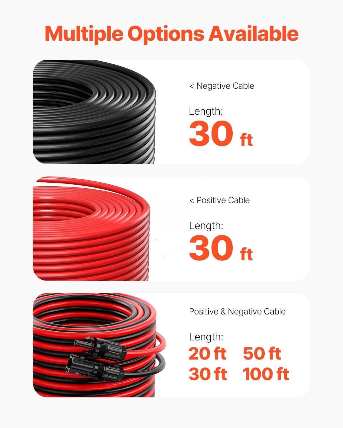 CAFORKP 30FT 10AWG Solar Panel Cable Set with MC4 Connectors, 6mm² Red & Black PV Wire RV