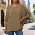 thumbnail image 5 of jowamay Womens Dolman Sleeve Tops Crew Neck Loose Fit Shirts Solid Color Summer Casual Blouse Clothes for Travel, 5 of 8