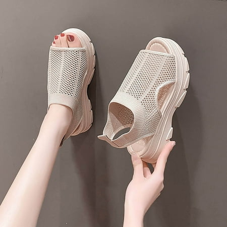 

NECHOLOGY Sandals Casual for Women Women Fish Mouth Sandals Wedge Platform Platform Sandals Boho Sandals Summer Casual Shoes Women White 6.5