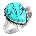 thumbnail image 1 of 925 Sterling Silver Ring For Women - Girls Blue Turquoise Gemstone Silver Ring Size 7.5 December Birthstone Boho Silver Ring Size 7.5 Anniversary - Gift For Girl Friend Gemstone 925 Silver Jewelry, 1 of 6
