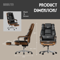 thumbnail image 5 of Ninecer Big and Tall Office Chair 500 lbs, PU Leather Reclining Office Chair with Lumbar Support and Footrest, Modern Desk Chair for Adult, Black, 5 of 8