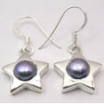 thumbnail image 2 of SilverStarJewel 925 Silver Grey Pearl Earrings 1.2" Gemstone Wholesale Jewelry, 2 of 3