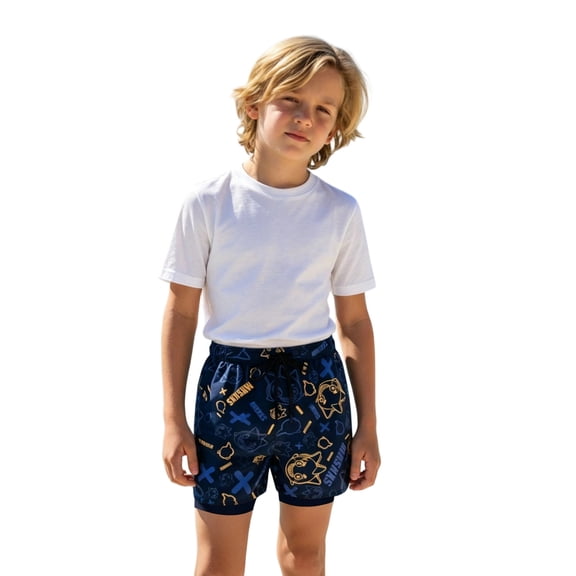 Uobin Boys Swimming Trunks with Compression Liner Tropical Style Boardshorts Beach Board Shorts