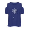 thumbnail image 4 of WOYY Little Girls Cold Shoulder T Shirt Dandelion Print Short Sleeve T-Shirt, Sizes 3-12, 4 of 5