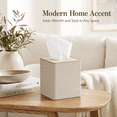 thumbnail image 3 of ABCISI Tissue Box Cover, Decorative Linen Square Tissue Holder with Rose Gold Trim, Modern Cube Tissue Box Holder for Bathroom, Bedroom, Office, Living Room, Beige, 3 of 6