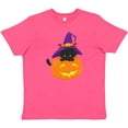 thumbnail image 3 of Inktastic Black Cat, Pumpkin, Cat With Witch Hat, Halloween Youth T-Shirt, 3 of 5