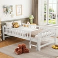 thumbnail image 2 of Sesslife Twin Platform Bed Frame, Solid Wood Montessori Bed with Safety Guardrails and Ladder, Twin Low Profile Bed with Slats for Boys Girls, No Box Spring Needed, Holds 400 lbs, Grey, 2 of 10