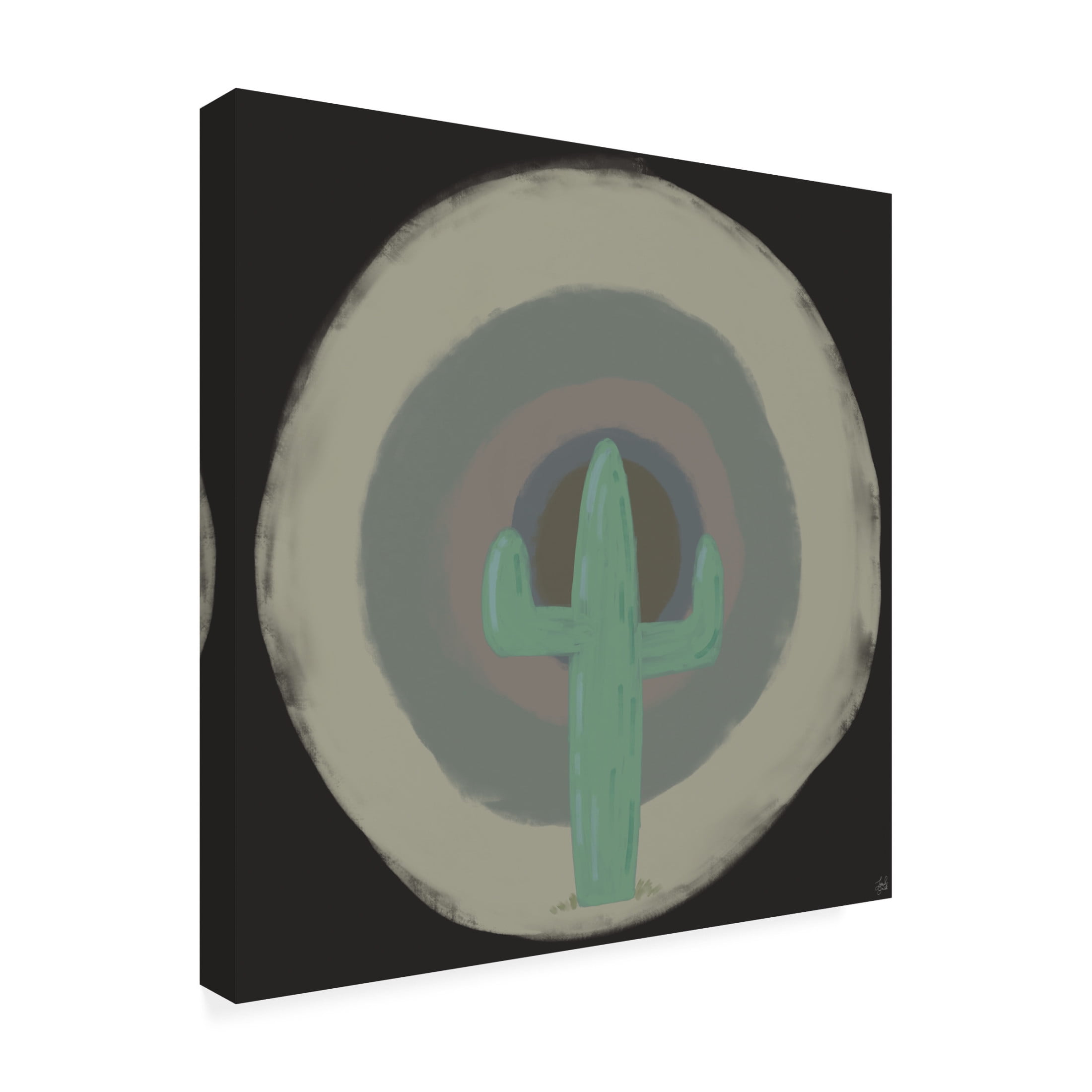 Canvas Wall Art - Line and Brush 'Sun Cactus Target' Wall Art for Living Room, Bedroom, or Office Décor by Trademark Fine Art - 18 x 18 Inches