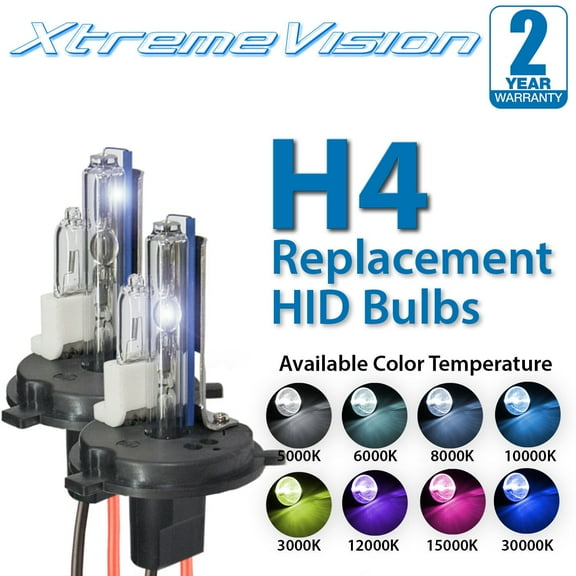XtremeVision H4 9003/HB2 HID Xenon Bulbs - 4300K 5000K 6000K 8000K 10000K