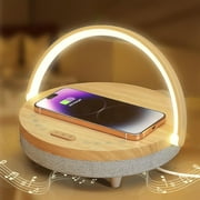Vivilumens Birthday Gifts for Women 5 in 1 Bedside Lamps with Wireless Charger Bluetooth Speaker White Noise Machine Dimmable Touch with Phone Holder Personalized Night Light Friendship Lamp(Pink