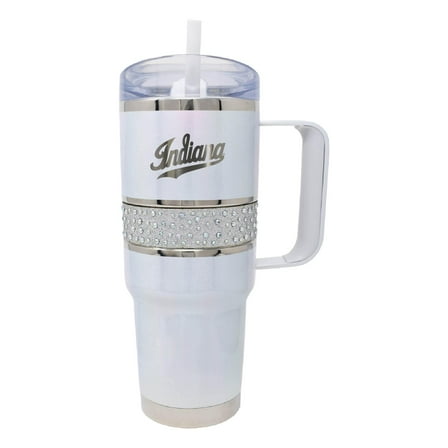 White Indiana Hoosiers 32oz. MyBevi Rhinestone Hollywood Travel Mug
