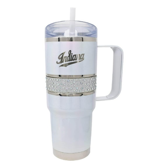White Indiana Hoosiers 32oz. MyBevi Rhinestone Hollywood Travel Mug