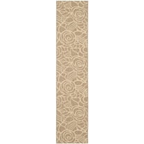 SAFAVIEH Courtyard Chester Floral Indoor/Outdoor Runner Rug, 2'3" x 10', Coffee/Sand
