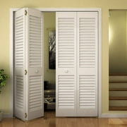 Kimberly Bay Plantation Louver-Louver Solid Core White Wood Bi-fold Door
