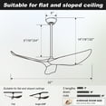 thumbnail image 6 of Sofucor 52 Inch Wood Ceiling Fan with Reverse Airflow Remote Control For Living Room Bedroom Dining Room(No Light), 6 of 12