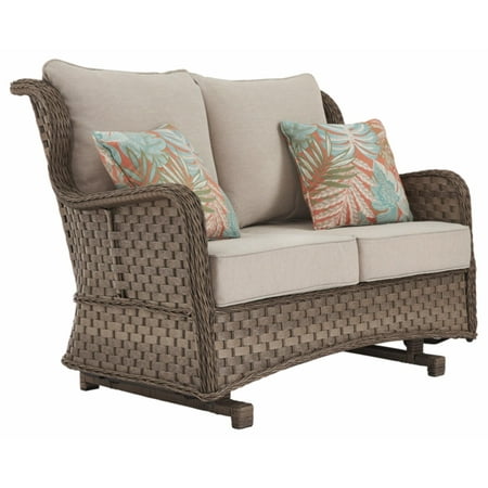 Signature Design by Ashley Clear Ridge Outdoor Loveseat Glider with Cushion