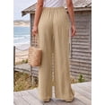 thumbnail image 2 of TELALEO Women's Wide Leg Palazzo Pants, Flowy Drawstring Elastic Waist Trousers with Pockets, Summer Casual Beach Vacation Pants Size M, 2 of 7