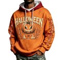thumbnail image 2 of Yuaguia Men's Halloween Hoodie, Loose Fit Graphic Sweatshirt with Kangaroo Pocket and Drawstring, Casual Drawstring Pullover Fall Apparel, Soft Lightweight Novelty Print Tops, Wine XL, 2 of 4