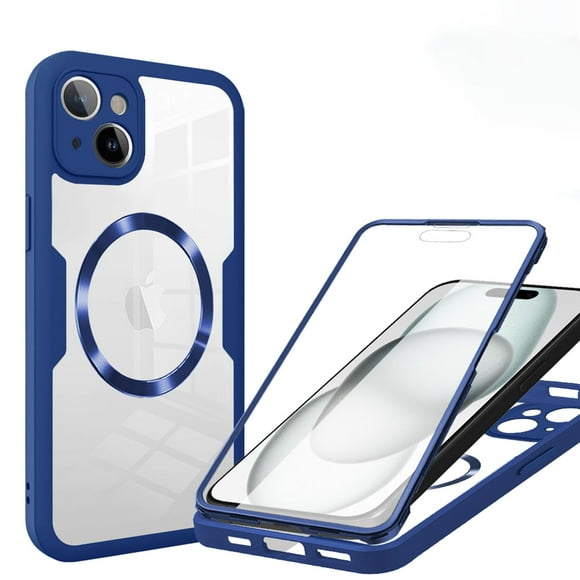 ChicShell Magnetic For iPhone 12 Case,Full-Body Phone case with Built-in Glass Screen Protector Military Drop Proof iPhone 12 Cover - Blue