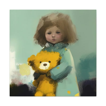 

Barbara J Girl and Bear 24” x 24” Cotton Canvas Wall Art Digital Print