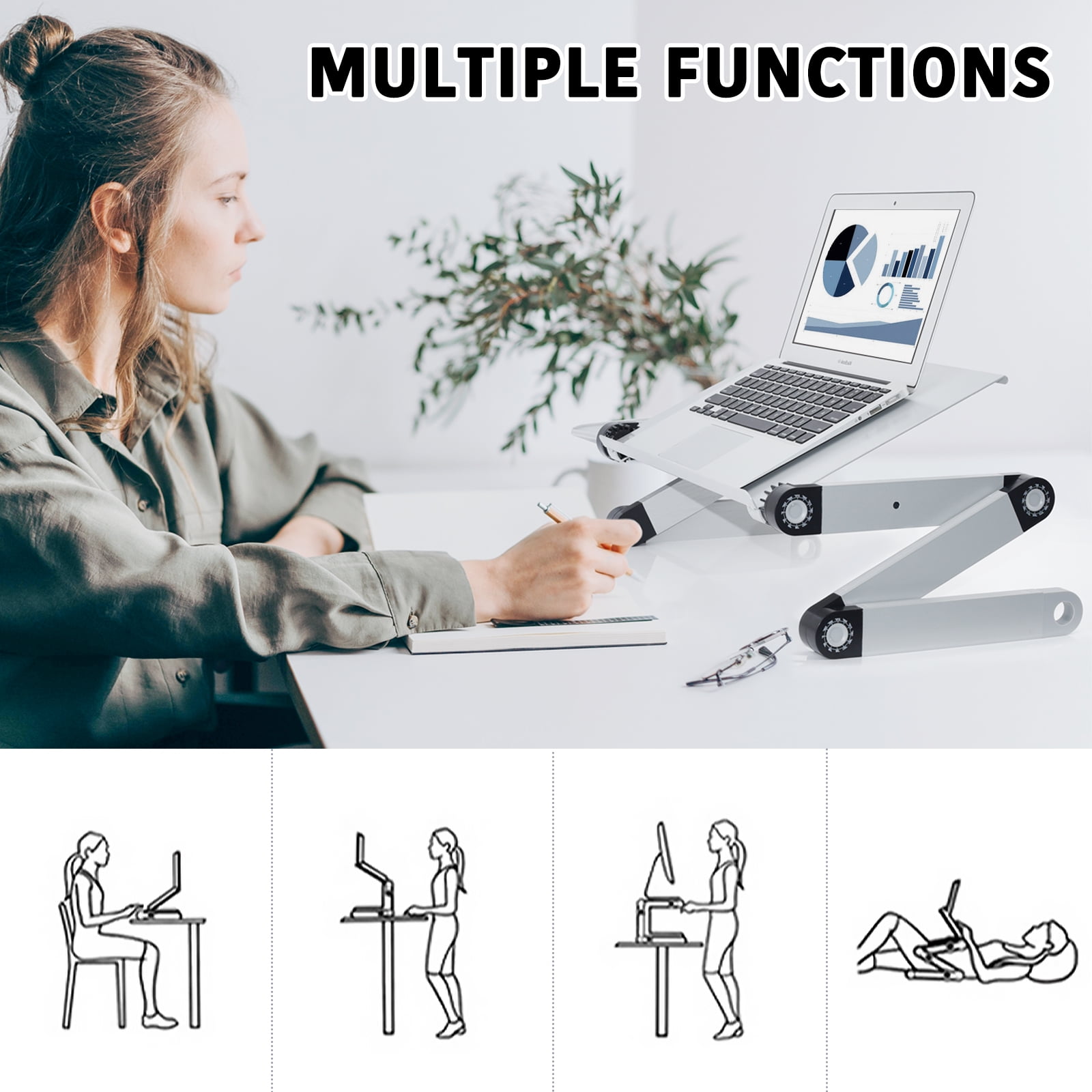 Private Jungle Adjustable Height Laptop Desk with Fan Laptop Stand for Bed Portable Lap Desk Foldable RiserErgonomic Computer Tray Reading Holder Bed Tray Standing Desk,Siver Private Jungle Adjustable Height Laptop Desk with Fan Laptop Stand for Bed Portable Lap Desk Foldable RiserErgonomic Computer Tray Reading Holder Bed Tray Standing Desk,Siver