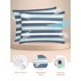 thumbnail image 2 of Blue Striped Pillow Cases Queen Size Set of 2, Smooth Satin Pillowcase for Hair and Skin, Modern Gradient Abstract Lines Aesthetic Decorative Cooling Bed Pillow Covers with Zipper, 20x30 Inches, 2 of 5
