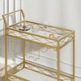thumbnail image 2 of 2-Tier Gold Bar Cart with Wine Rack and Glass Holder, Rolling Serving Cart with White Marble Finish Top and Guardrails, Mobile Liquor Trolley for Home, Kitchen, Dining Room, Party, 2 of 8