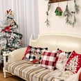 thumbnail image 2 of Red Christmas Throw Pillow Covers 18 x 18 Inch Set of 4, Plaid Santa Reindeer Snowmen Xmas Tree Decorative Farmhouse Pillowcases for Home Outdoor Decoration, 2 of 4