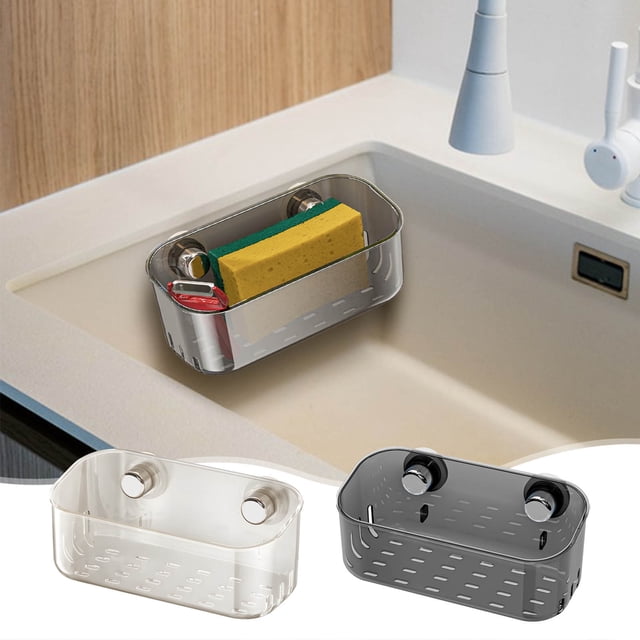 Clear View Sink Organizer with Removable Sponge Holder - Kitchen Sink Caddy for Sponges, Brushes, and Cleaning Supplies