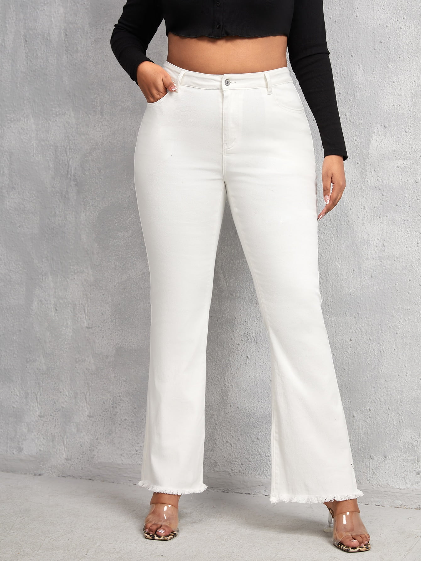 Flattering High Waisted Raw Hem Flare Leg Jeans Zambia Ubuy