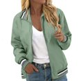 thumbnail image 1 of MIASHUI Veste Bomber Femme Légère Veste Zippée Manteau Décontracté Bomber, Vert, TG, 1 of 8