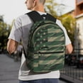 thumbnail image 3 of Gukieu Jungle Green Camo USA Flag Print Backpack, Waterproof Backpack with Adjustable Shoulder Straps, Suitable for Campus, Business, Travel, Unisex, 3 of 6