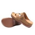 thumbnail image 4 of JeashCHAT Women's Wedge Slide Sandals Flip Flops Orthotic Slip On Sandals with Arch Support Adjustable Metal Buckle Slides (Khaki), 4 of 6