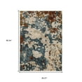 thumbnail image 3 of HomeRoots 575417 3 x 5 ft. Abstract Rectangle Area Rug with Fringe, Beige, Teal & Rust, 3 of 5