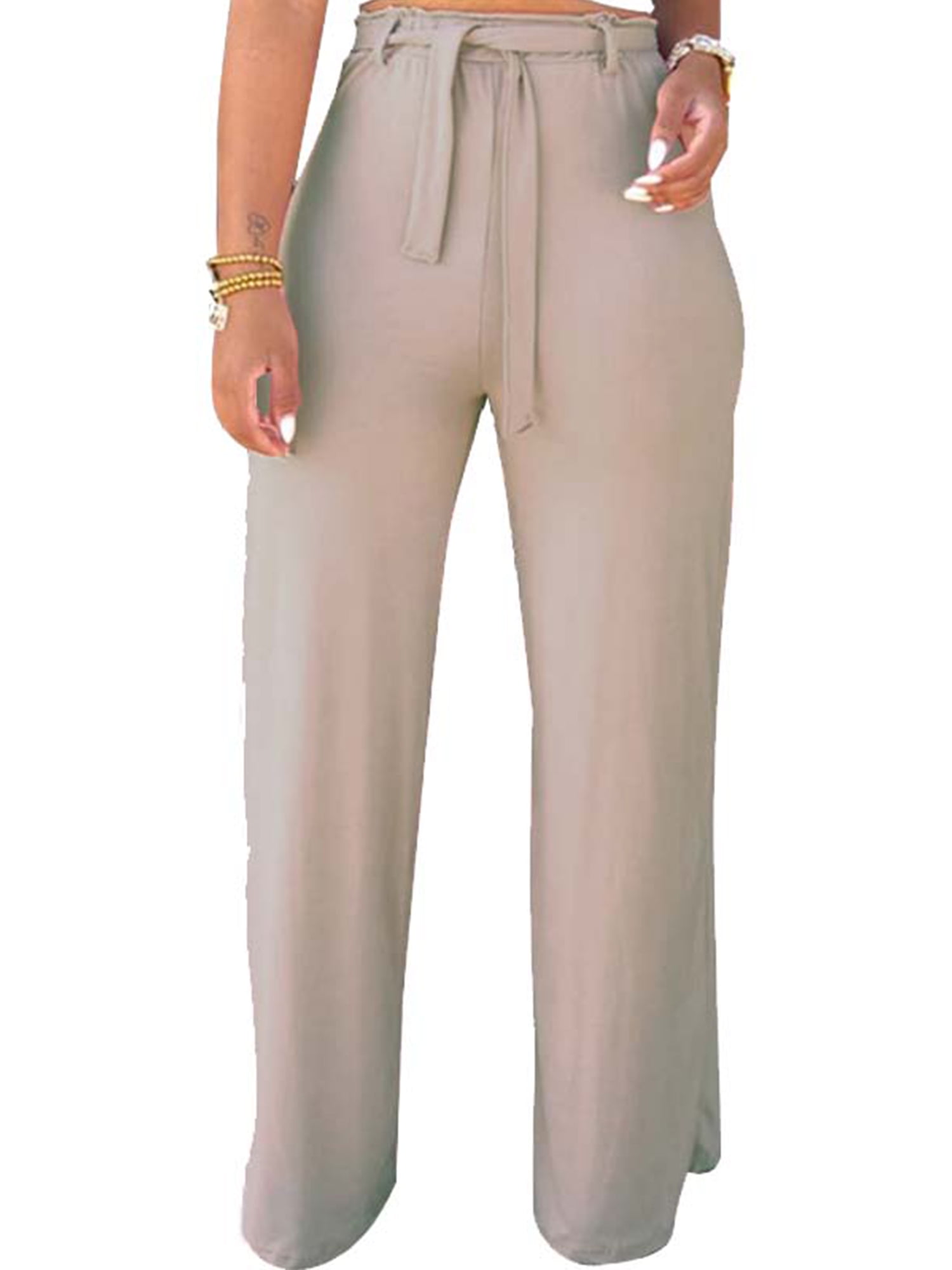 Dellytop Womens Loose Palazzo Trousers Wide Leg Pants Plus Size