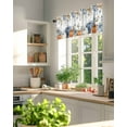 thumbnail image 3 of Floral Fall Thanksgiving Kitchen Valances for Windows Orange Blue Boho Pumpkin Valance Curtains&nbsp; for Kitchen /Living Room/Bedroom/ Bathroom Decor, 42"x12 " ,Rod Pocket 1 Panel, White, 3 of 7