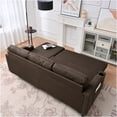 thumbnail image 5 of JERFIT Modern Fabric Sofa with Storage Ottoman, Brown 3-Seater Couch for Living Room, Comfortable Convertible Lounge Sleeper Sectional with Thick Foam Cushions, 5 of 10