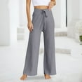 thumbnail image 2 of Women's Ribbed Knit Wide Leg Pants Casual Flowing Sweater Pants With Elastic Waist Summer Pants Women, 2 of 5