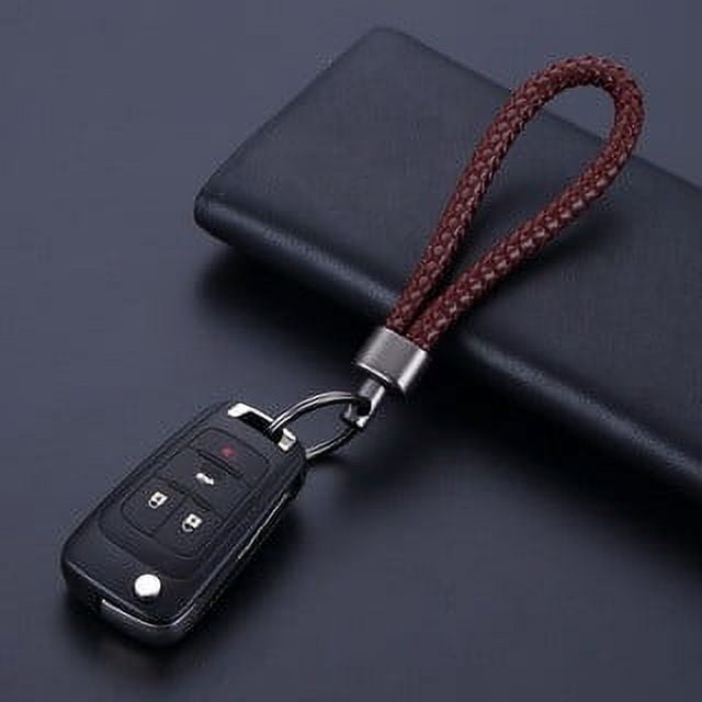 Llavero vintage sencillo de metal tejido a mano para coche, accesorios de hebilla de hardware antipérdida para el hogar para hombres y mujeres, correa de cuero