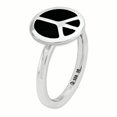 thumbnail image 3 of SS Stackable Expressions Polished Black Enameled Peace Sign Ring Size 6, 3 of 3