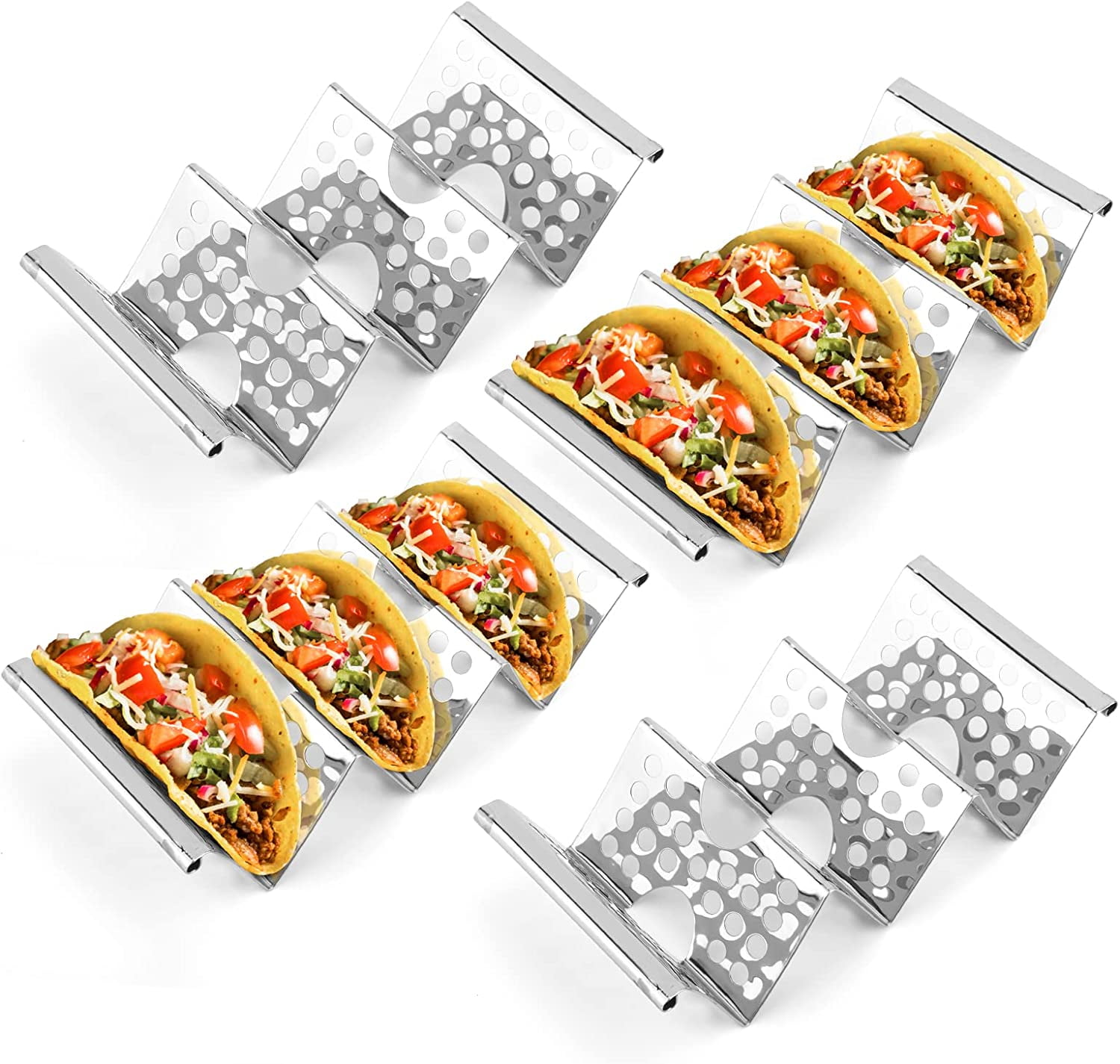 Taco Shell Holder Stand Stainless Steel Taco Holders set of 4, Durable Sturdy Taco Plates for