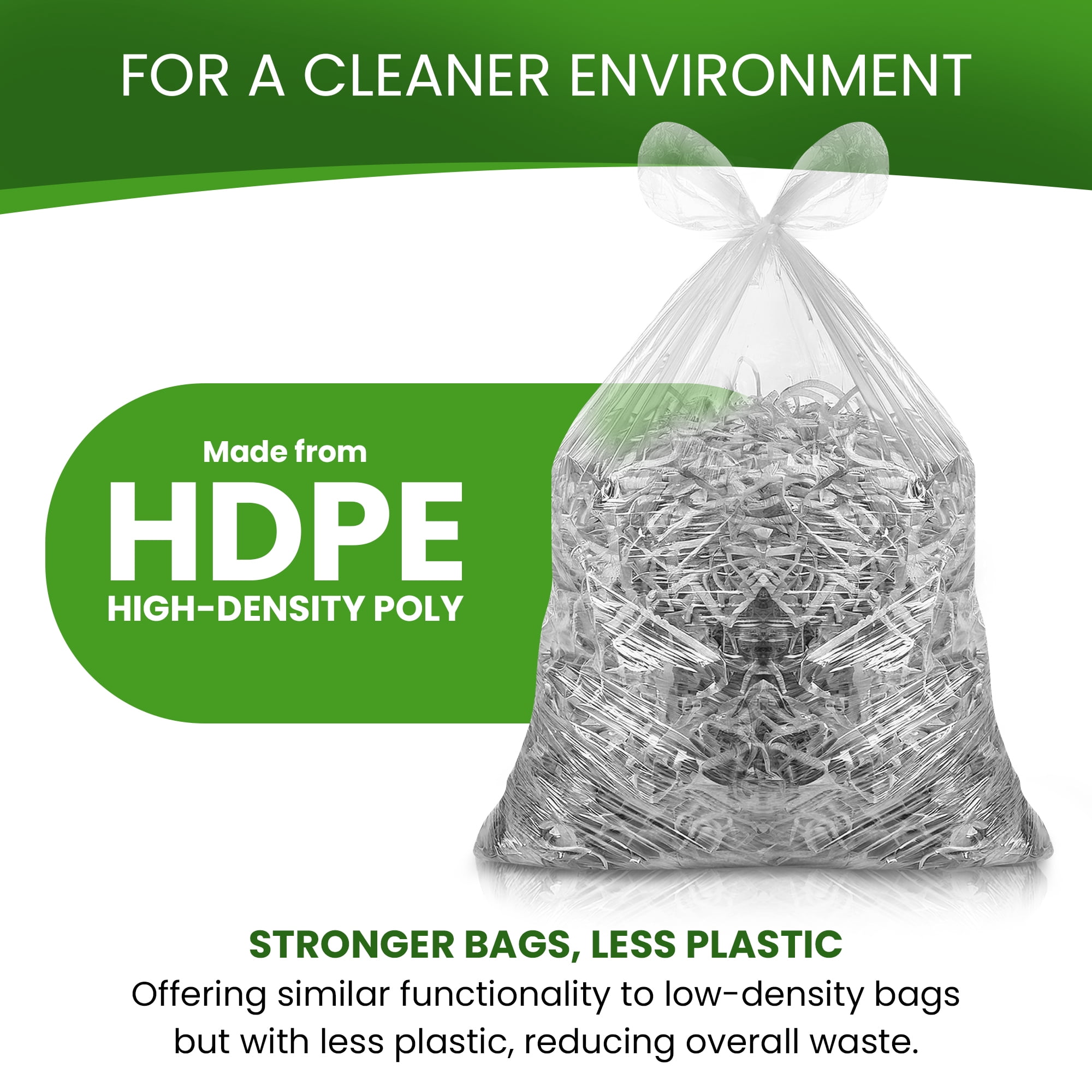 Best Option 8-10 Gallon Medium Trash Bags, Clear, 1000 Count Box, (24x24-inch) Commercial Office Wastebasket Garbage Can Liners