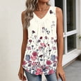 thumbnail image 5 of Women's Sleeveless Fashion Vest Blouse V Neck Dressy Casual Loose Business Shirts 2026 Summer Printed Tank Tops #01Pink S, 5 of 6