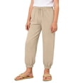 thumbnail image 4 of LYHaoo Girls Casual Jogger Pants Elastic Waistband Ankle Cuffs Soft Comfortable Kids Trousers For Daily Play And Outdoor Activities Long Pants for Girls(Yellow), 4 of 7