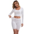 thumbnail image 4 of DARING DIVA Women's Lace Trim Soft Control Panties Mid Thigh Slimmer S White, 4 of 6