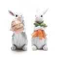 thumbnail image 6 of XIBUFE Easter Bunny Table Decorations Resin Vintage Rustic Bunnies Rabbit Figurine Statue with Carrot & Egg,Kids Gift for Home Party Spring Decor, 6 of 7