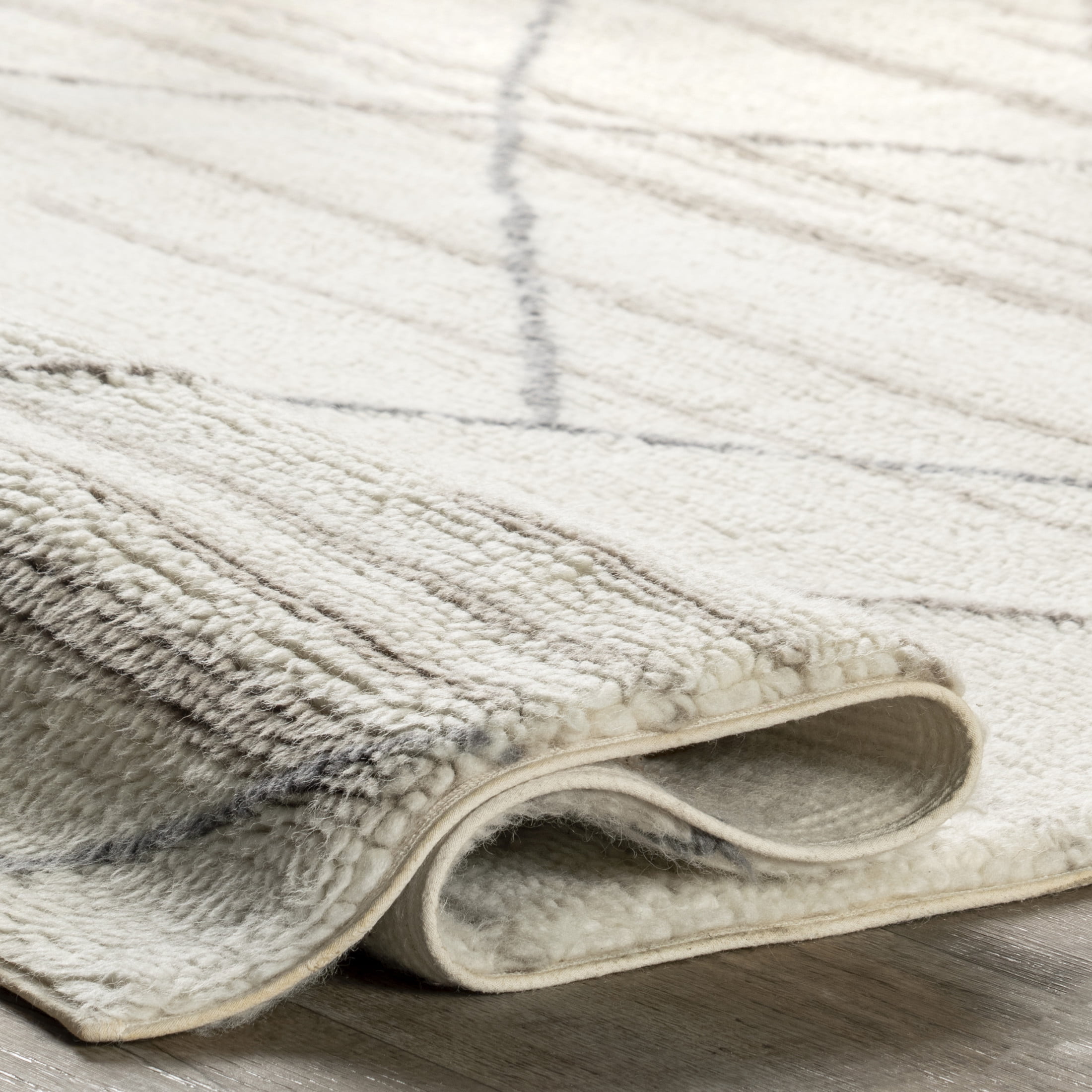 Rugs USA Pick-Up-Sticks Machine Washable Wool Area Rug, 6' x 9', Alida Ivory