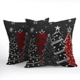 thumbnail image 2 of Christmas Pillow Covers 16x16 Inch Xmas Tree Pattern Pillowcases Set of 2 Black Decorative Throw Pillows Winter Pillow Cases for Living Room Bedroom Home Couch Decor, 2 of 6